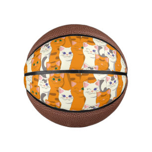 Witte en gember katten patroon groene ogen blauwe  basketbal