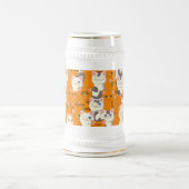 Witte en gember katten patroon groene ogen blauwe  bierpul (Center)