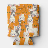 Witte en gember katten patroon groene ogen blauwe blikjeskoeler (Achterkant)