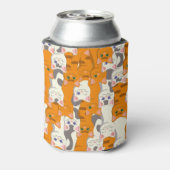 Witte en gember katten patroon groene ogen blauwe blikjeskoeler (Blikje Achterkant)