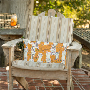 Witte en gember katten patroon groene ogen blauwe  buitenkussen