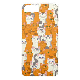 Witte en gember katten patroon groene ogen blauwe  	iPhone 8/7 plus hoesje
