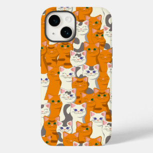 Witte en gember katten patroon groene ogen blauwe Case-Mate iPhone 14 hoesje