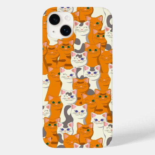 Witte en gember katten patroon groene ogen blauwe Case-Mate iPhone case (Achterkant)