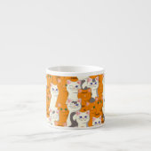 Witte en gember katten patroon groene ogen blauwe  espresso kop (Voorkant)