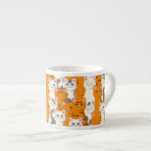 Witte en gember katten patroon groene ogen blauwe  espresso kop (Voorkant rechts)