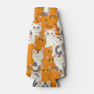 Witte en gember katten patroon groene ogen blauwe flesjeskoeler