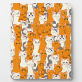 Witte en gember katten patroon groene ogen blauwe fotoplaat (Voorkant)