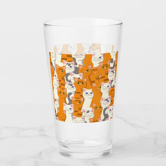 Witte en gember katten patroon groene ogen blauwe glas (Achterkant)