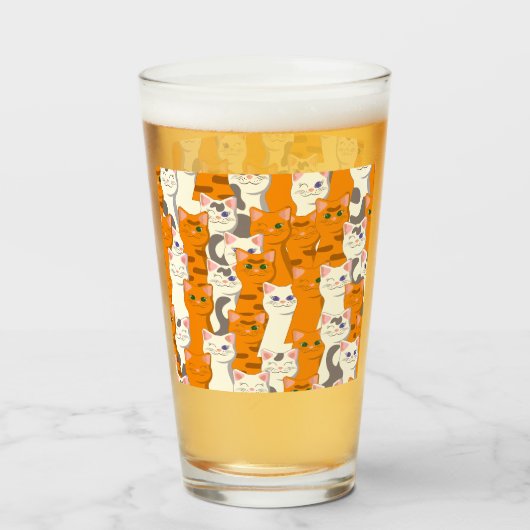 Witte en gember katten patroon groene ogen blauwe glas (Voorkant gevuld)