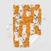 Witte en gember katten patroon groene ogen blauwe  golfhanddoek (Insitu)