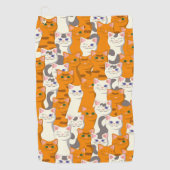 Witte en gember katten patroon groene ogen blauwe  golfhanddoek (Voorkant)