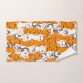 Witte en gember katten patroon groene ogen blauwe handdoek (Handdoek)