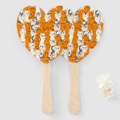 Witte en gember katten patroon groene ogen blauwe  handwaaier (Voorkant en achterkant)