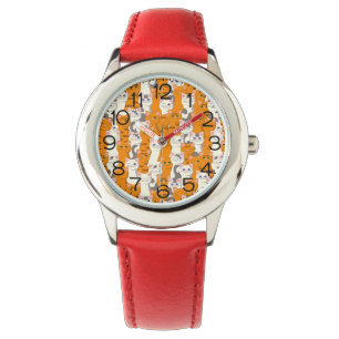 Witte en gember katten patroon groene ogen blauwe  horloge