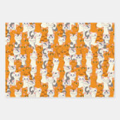 Witte en gember katten patroon groene ogen blauwe inpakpapier vel (Voorkant 3)