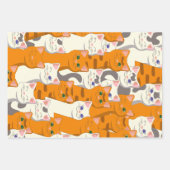 Witte en gember katten patroon groene ogen blauwe inpakpapier vel (Voorkant 2)