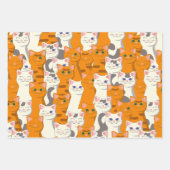 Witte en gember katten patroon groene ogen blauwe inpakpapier vel (Voorkant)