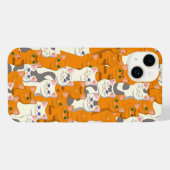 Witte en gember katten patroon groene ogen blauwe iPhone hoesje (Achterkant horizontaal)