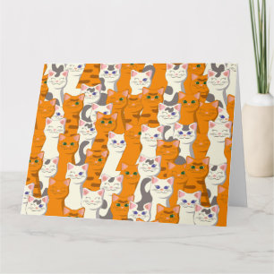 Witte en gember katten patroon groene ogen blauwe  kaart