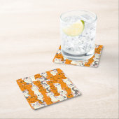 Witte en gember katten patroon groene ogen blauwe  kartonnen onderzetters (Insitu)