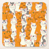 Witte en gember katten patroon groene ogen blauwe  kartonnen onderzetters (Voorkant)