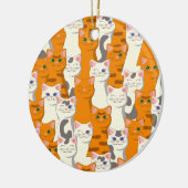 Witte en gember katten patroon groene ogen blauwe keramisch ornament (Links)