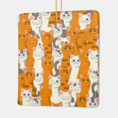 Witte en gember katten patroon groene ogen blauwe keramisch ornament (Links)