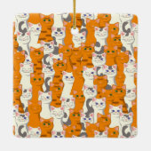 Witte en gember katten patroon groene ogen blauwe keramisch ornament (Achterkant)