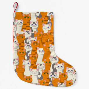 Witte en gember katten patroon groene ogen blauwe  kleine kerstsok