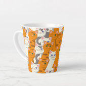 Witte en gember katten patroon groene ogen blauwe  latte mok (Linkerhoek)