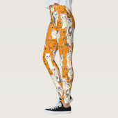 Witte en gember katten patroon groene ogen blauwe  leggings (Links)