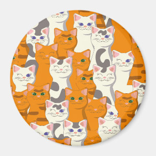 Witte en gember katten patroon groene ogen blauwe magneet
