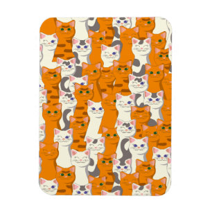 Witte en gember katten patroon groene ogen blauwe  magneet
