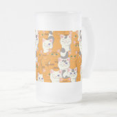 Witte en gember katten patroon groene ogen blauwe  matglas bierpul (Voorkant rechts)