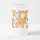 Witte en gember katten patroon groene ogen blauwe  matglas bierpul (Center)