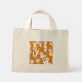 Witte en gember katten patroon groene ogen blauwe mini tote bag (Achterkant)