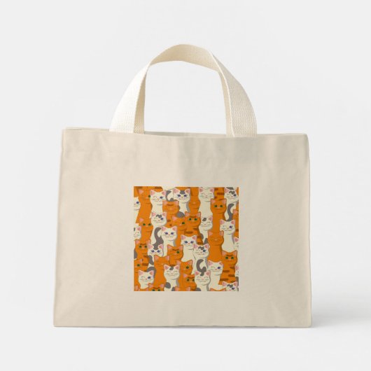 Witte en gember katten patroon groene ogen blauwe  mini tote bag (Achterkant)