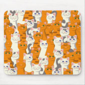 Witte en gember katten patroon groene ogen blauwe  muismat (Voorkant)