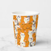 Witte en gember katten patroon groene ogen blauwe papieren bekers (Links)