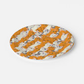 Witte en gember katten patroon groene ogen blauwe  papieren bordje (Gekanteld)