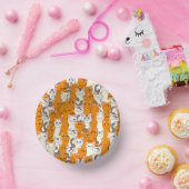 Witte en gember katten patroon groene ogen blauwe papieren kommen (Feest)