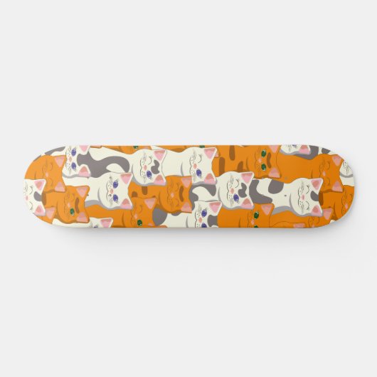 Witte en gember katten patroon groene ogen blauwe  persoonlijk skateboard (Horizontaal)