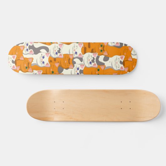 Witte en gember katten patroon groene ogen blauwe  persoonlijk skateboard (Horizontaal)
