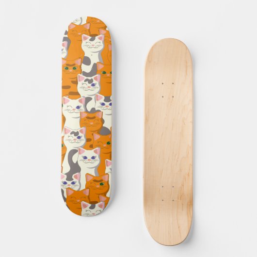 Witte en gember katten patroon groene ogen blauwe  persoonlijk skateboard (Voorkant)