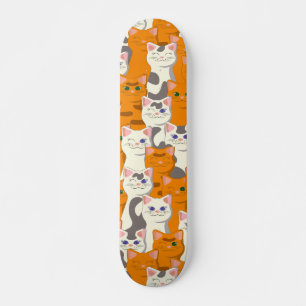 Witte en gember katten patroon groene ogen blauwe  persoonlijk skateboard