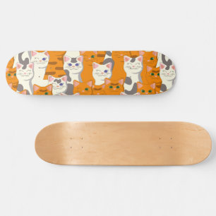 Witte en gember katten patroon groene ogen blauwe  persoonlijk skateboard
