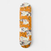 Witte en gember katten patroon groene ogen blauwe persoonlijk skateboard (Voorkant)