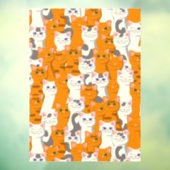 Witte en gember katten patroon groene ogen blauwe raamsticker (Vel 3)