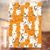 Witte en gember katten patroon groene ogen blauwe raamsticker (Vel 2)